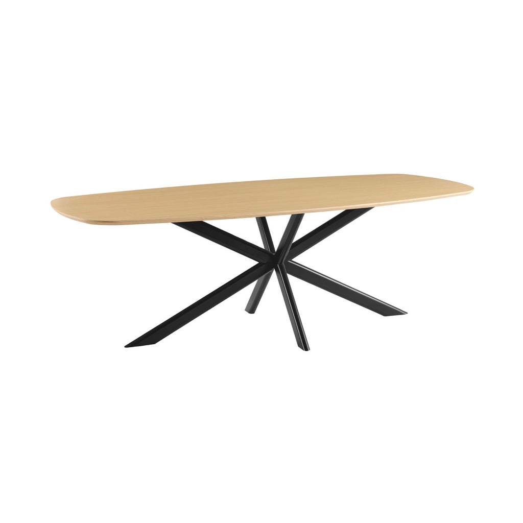 Linz - Table À Manger En Bois Et Pied En Métal - 6 Personnes - Chêne