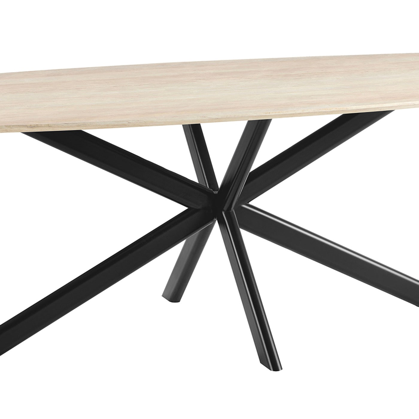 Linz - Table À Manger En Bois Et Pied En Métal - 6 Personnes - Travertin