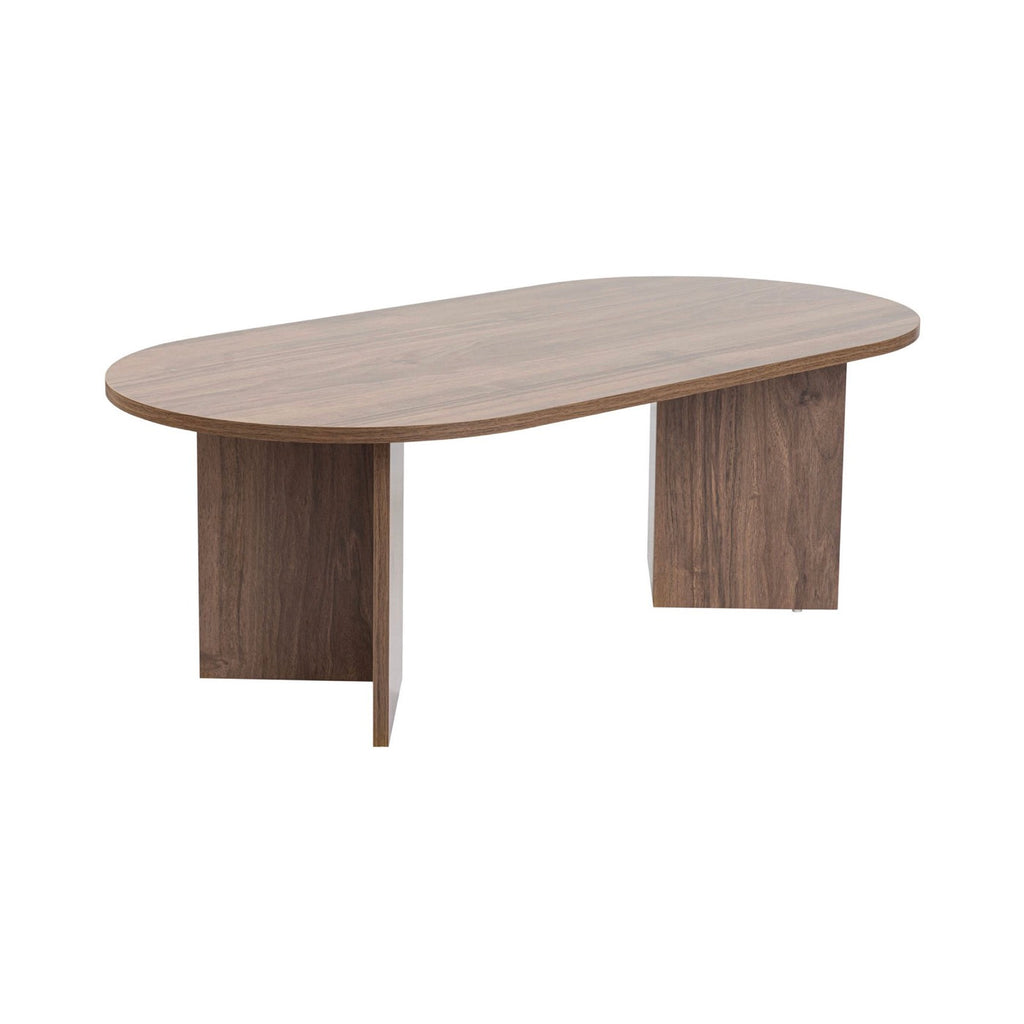 Liora - Table Basse Ovale Design - Noyer