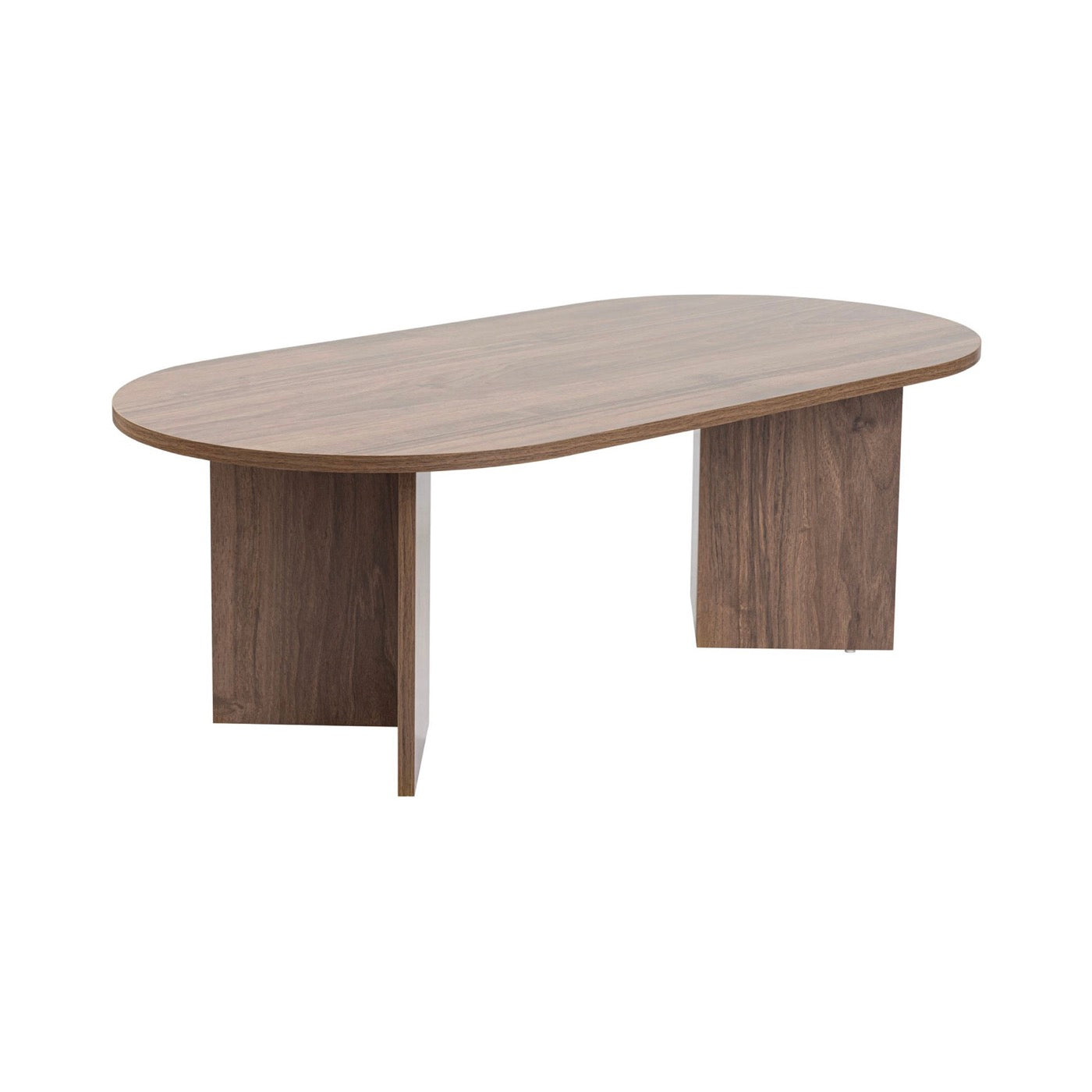 Liora - Table Basse Ovale Design - Noyer