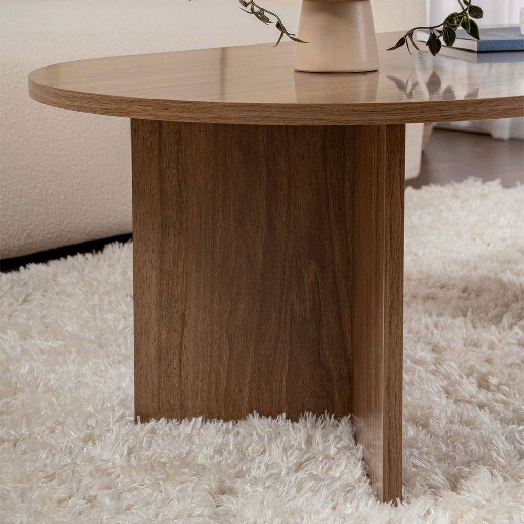 Liora - Table Basse Ovale Design - Noyer
