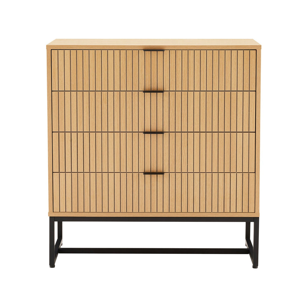 Rima - 4 Drawer Fluted Effect Chest - Natural