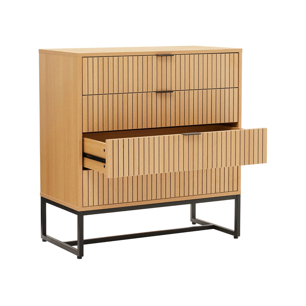 Rima - 4 Drawer Fluted Effect Chest - Natural