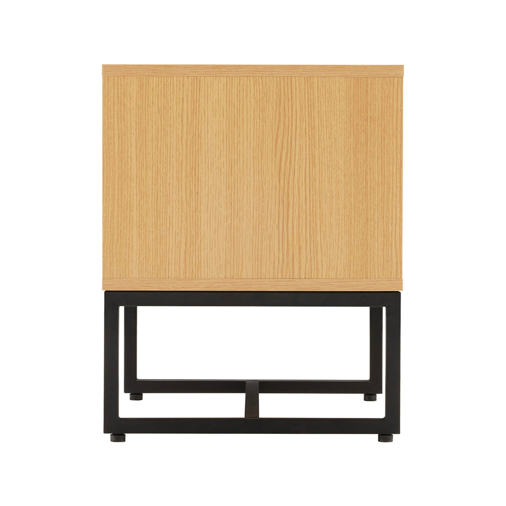 Rima - Bedside Table 1 Niche And 1 Drawer Fluted Effect - Natural