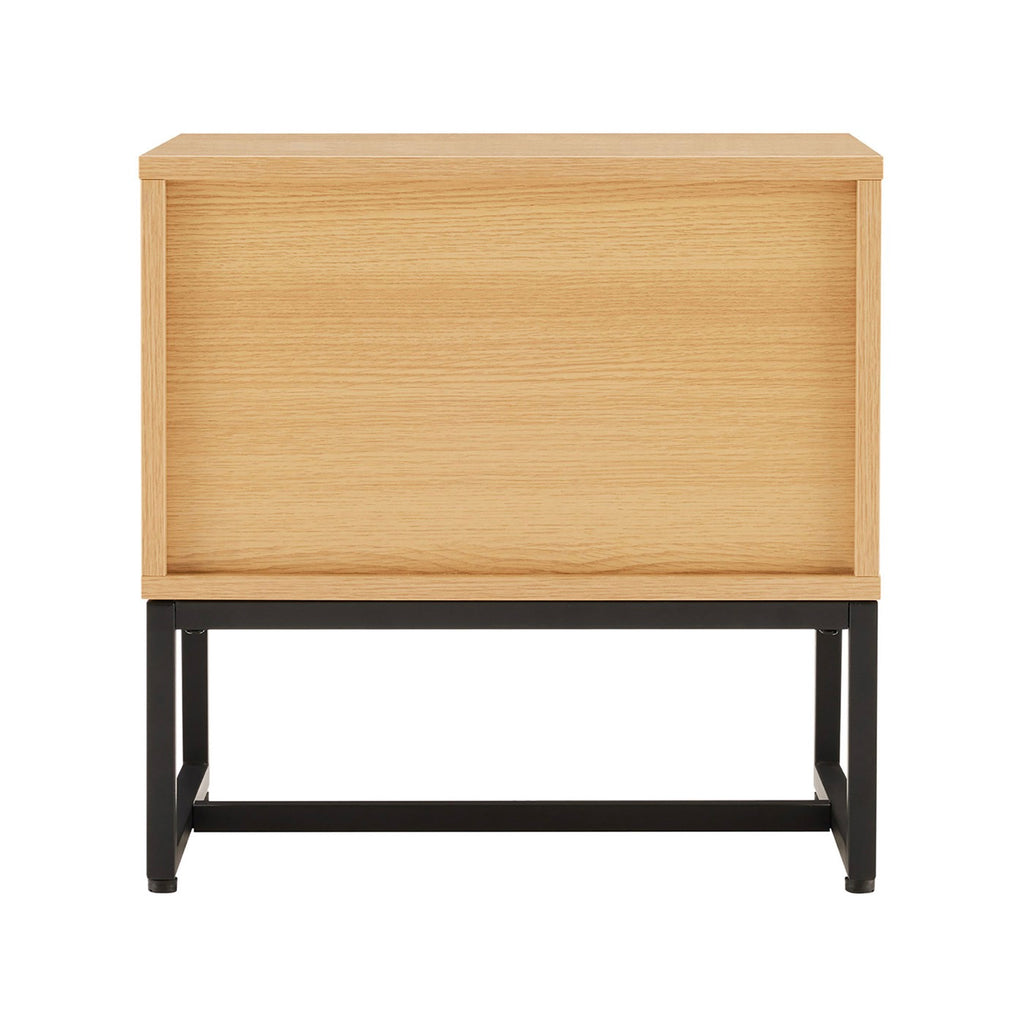 Rima - Bedside Table 1 Niche And 1 Drawer Fluted Effect - Natural