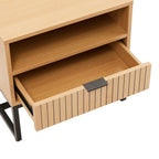 Rima - Bedside Table 1 Niche And 1 Drawer Fluted Effect - Natural