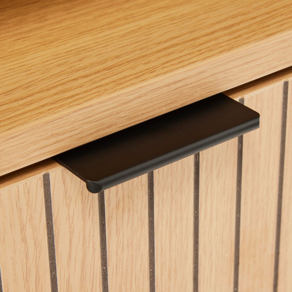 Rima - Bedside Table 1 Niche And 1 Drawer Fluted Effect - Natural