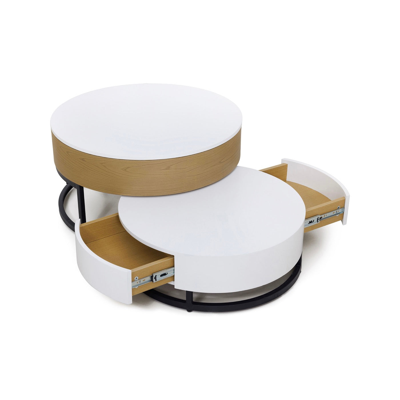 Calis - Lot De 2 Tables Basses Avec Plateau Relevable Et 2 Tioirs - Naturel