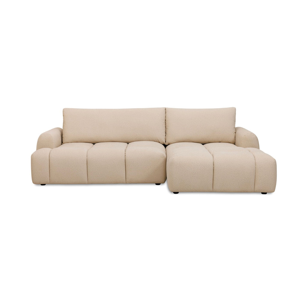Zephyr - Sofá esquinero convertible a la derecha en tela texturizada - Beige