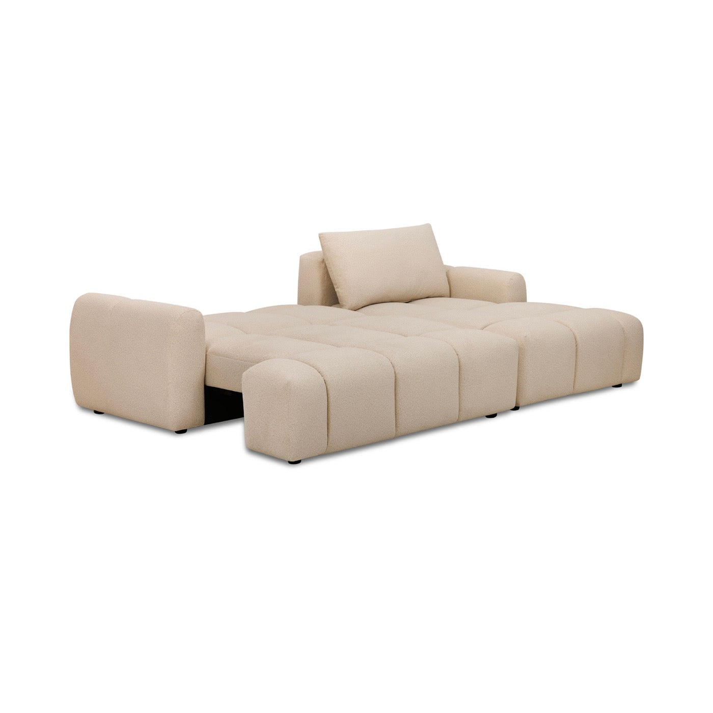 Zephyr - Sofá esquinero convertible a la derecha en tela texturizada - Beige