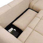 Zephyr - Sofá esquinero convertible a la derecha en tela texturizada - Beige