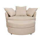 Fauteuil Rond Loveuse Pivotante + Coffre En Tissu Texturé - Beige