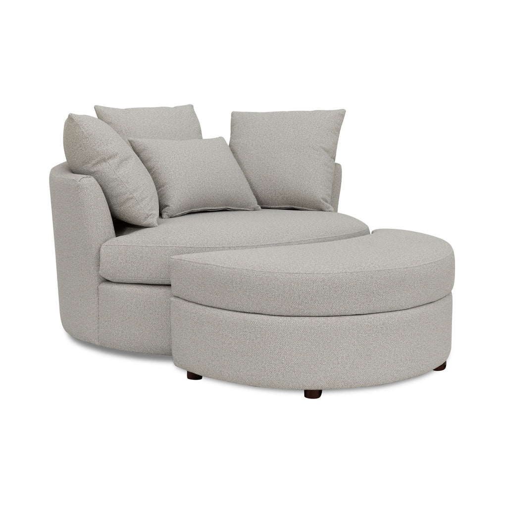 Sillón redondo giratorio Loveuse + Caja de tela texturizada - Gris