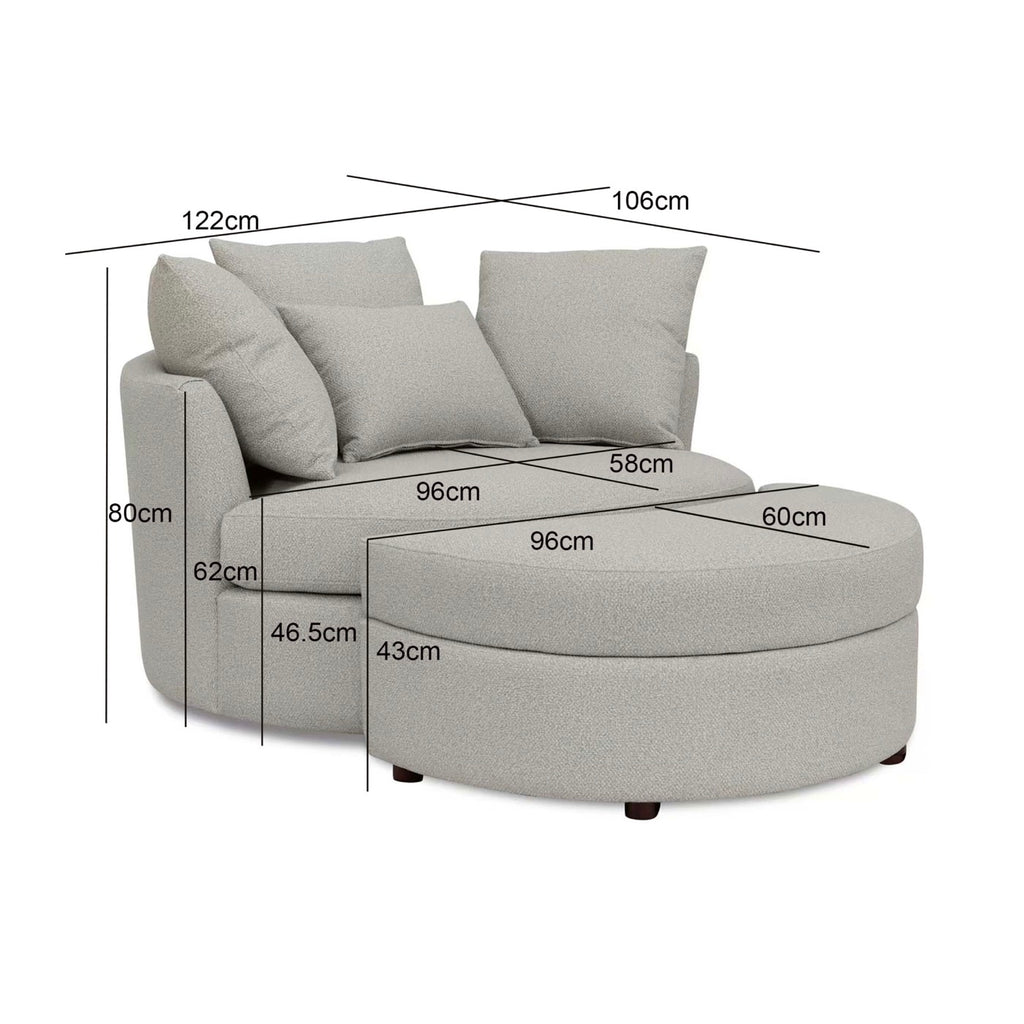 Sillón redondo giratorio Loveuse + Caja de tela texturizada - Gris