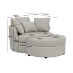 Sillón redondo giratorio Loveuse + Caja de tela texturizada - Gris