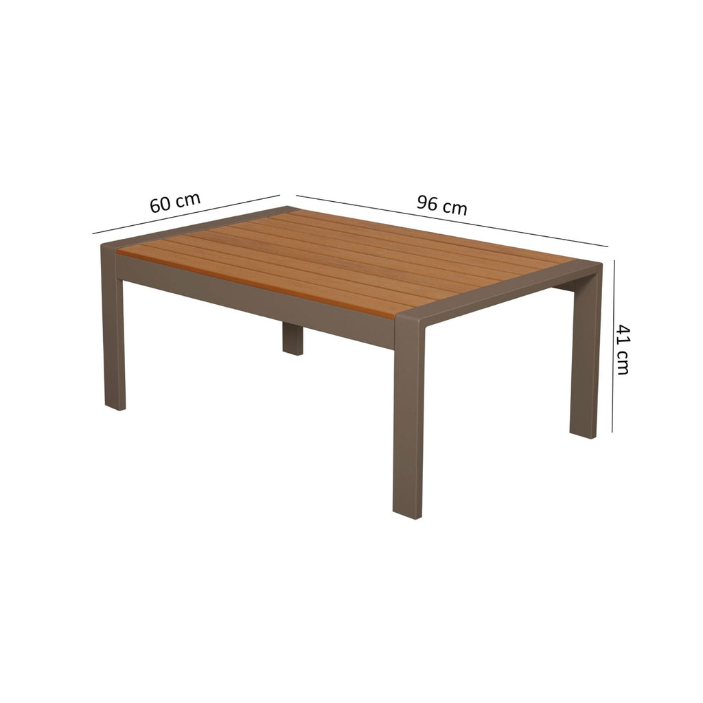 Acapulco - Aluminum And Wood Garden Coffee Table - Taupe