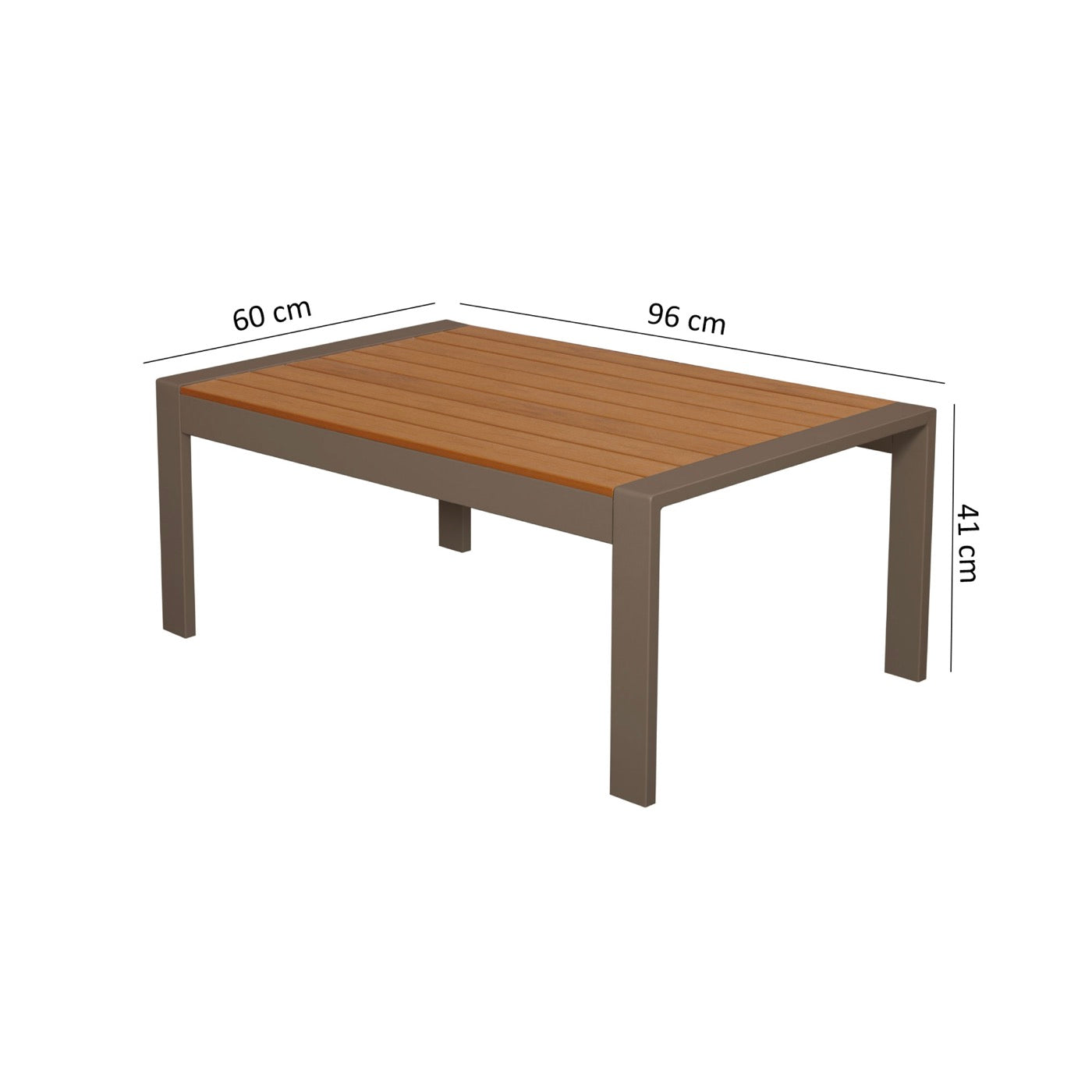 Acapulco - Aluminum And Wood Garden Coffee Table - Taupe