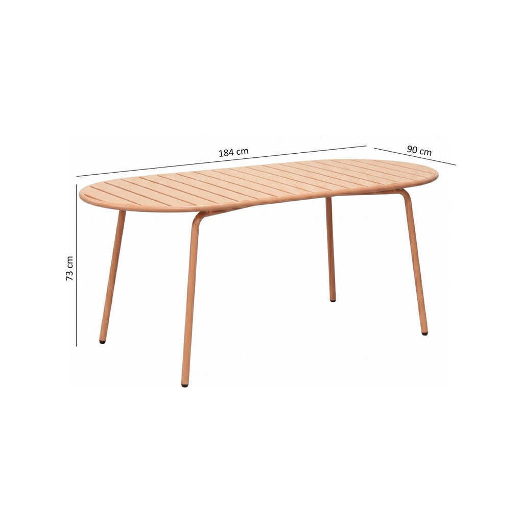 Baca - Oval Metal Garden Table - Terracotta