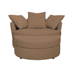 Loveuse Round Swivel Armchair + Textured Fabric Box - Brown