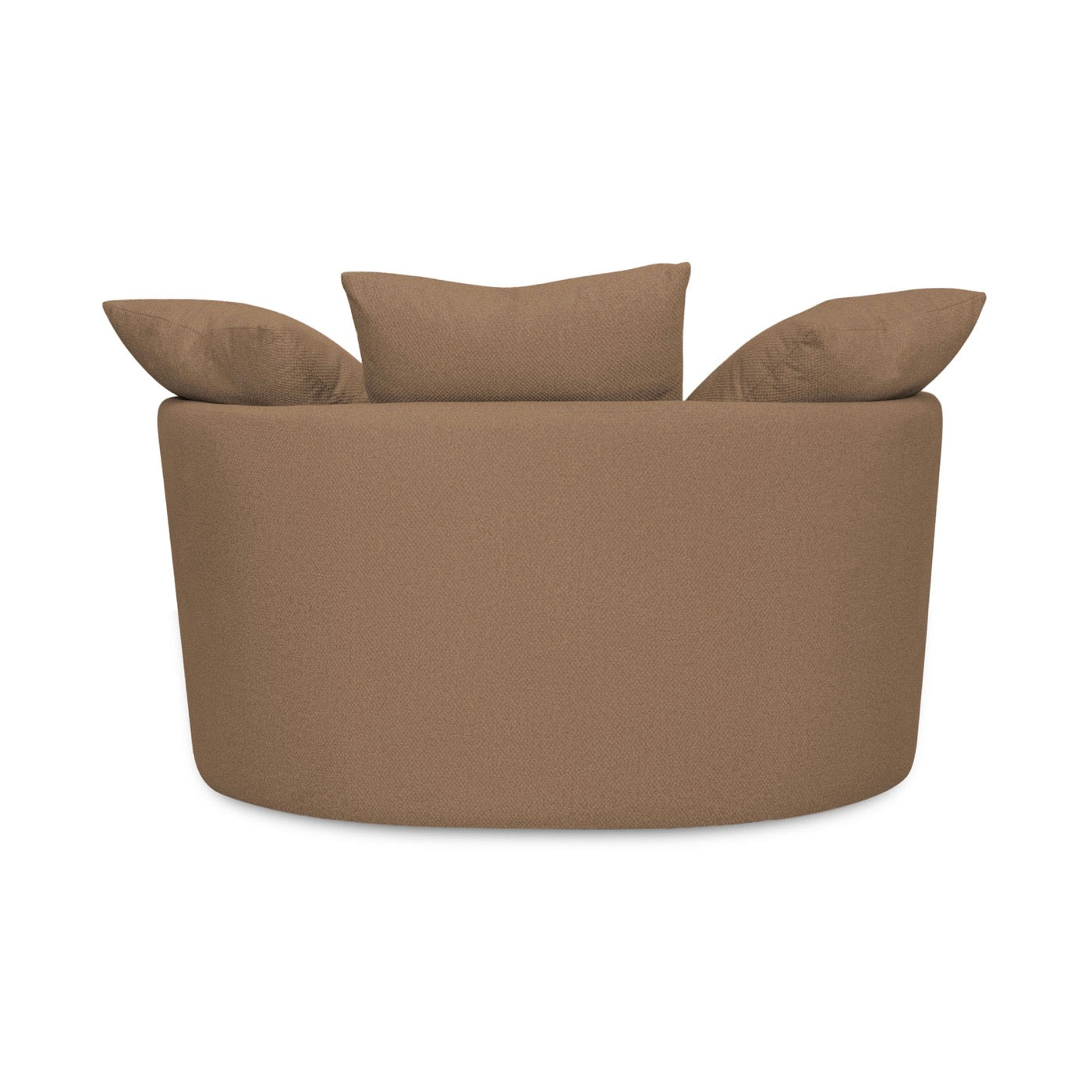 Loveuse Round Swivel Armchair + Textured Fabric Box - Brown