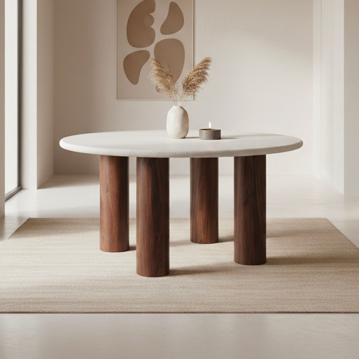 Mesa de comedor redonda - Beige