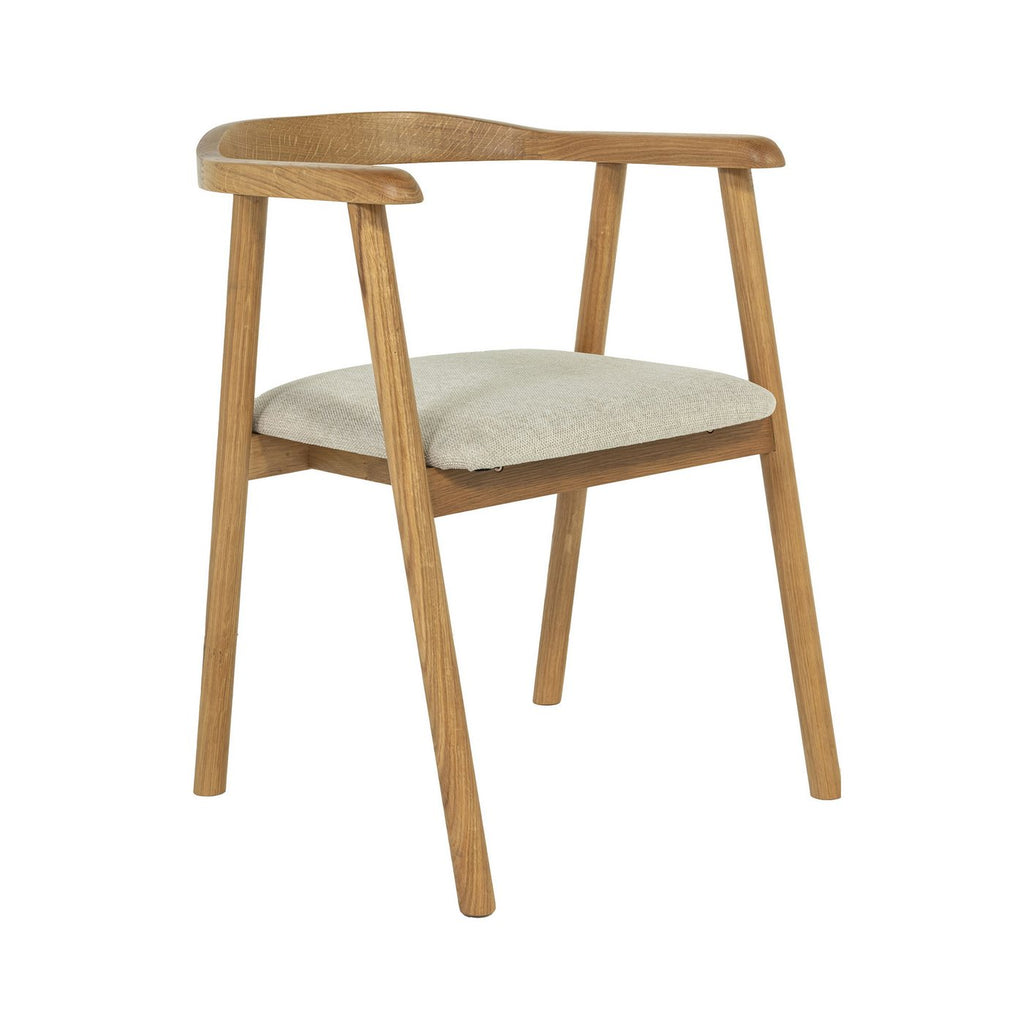 Set of 2 Dining Chairs in Textured Fabric and Wood - Beige