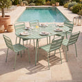 Baca - Oval Garden Table + 6 Metal Chairs Set - Green