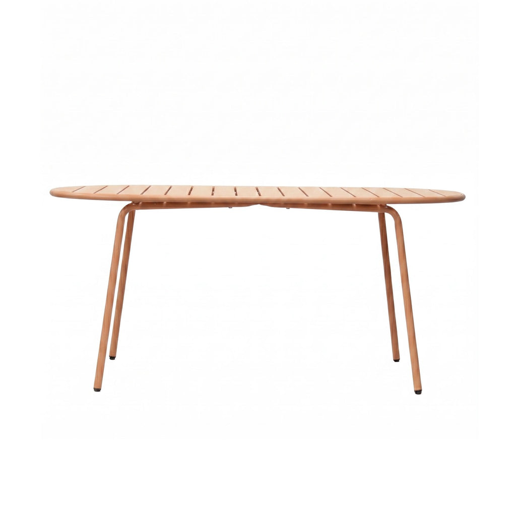Baca - Conjunto Mesa de Jardín Ovalada + 6 Sillones de Metal - Terracota