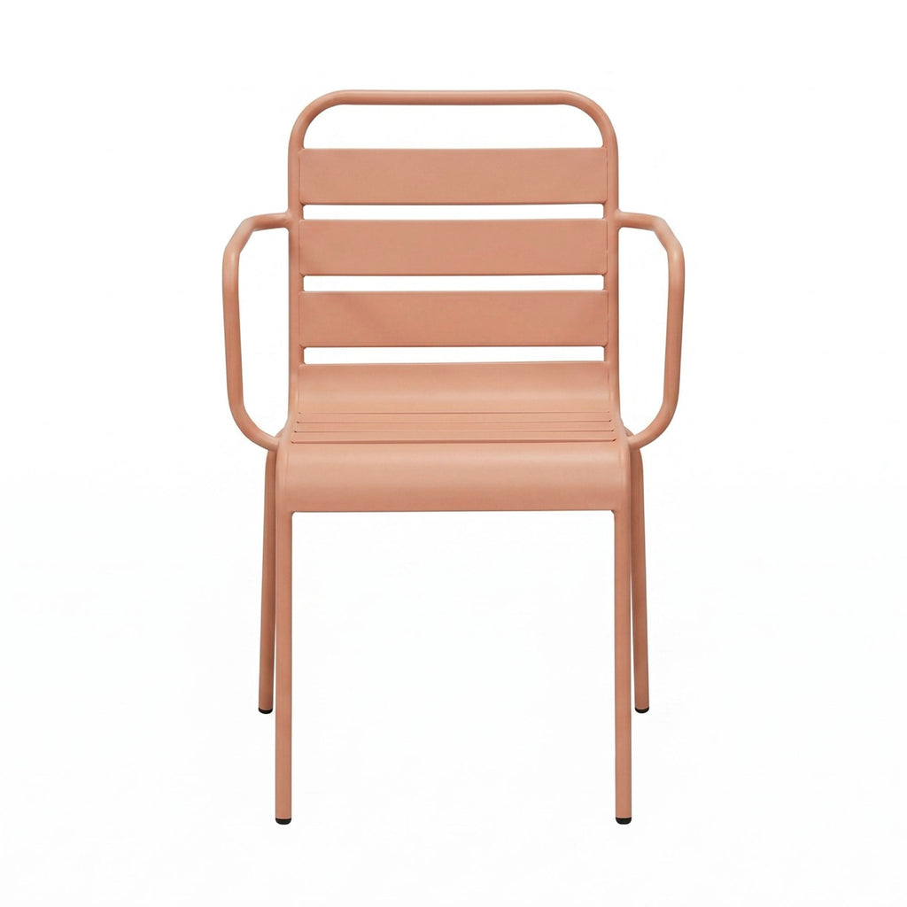 Baca - Conjunto Mesa de Jardín Ovalada + 6 Sillones de Metal - Terracota