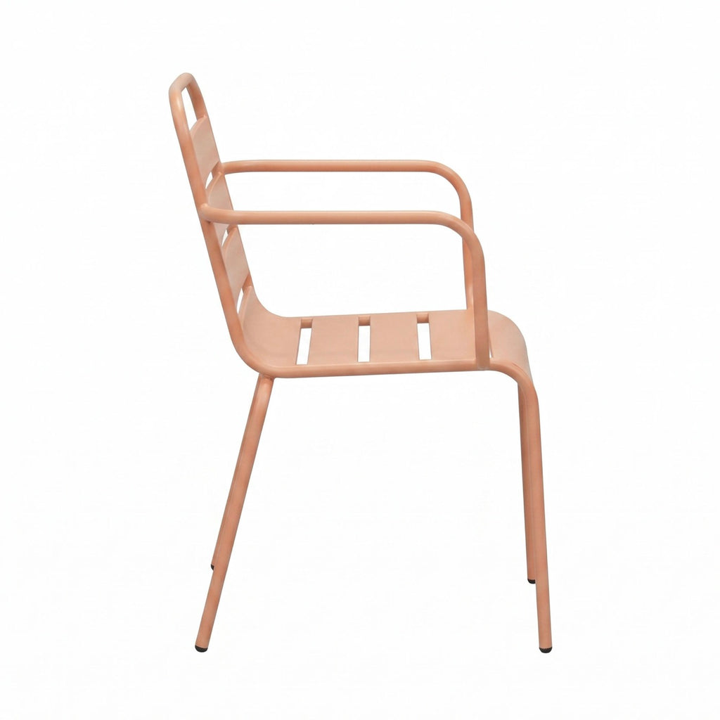 Baca - Conjunto Mesa de Jardín Ovalada + 6 Sillones de Metal - Terracota