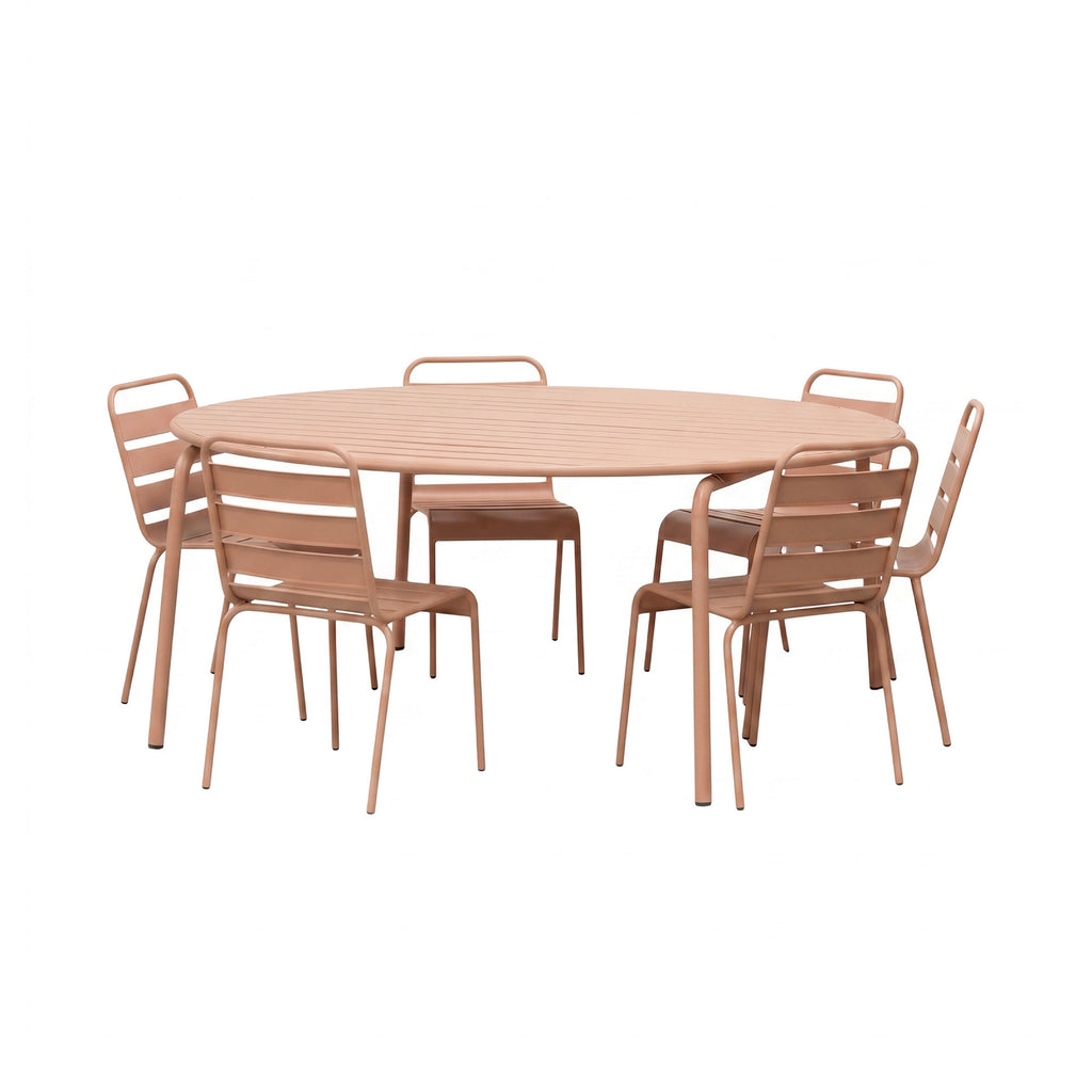 Baca - Ensemble Table De Jardin + 6 Chaises En Métal - Terracotta