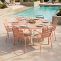 Baca - Ensemble Table Jardin + 6 Fauteuils En Métal - Terracotta