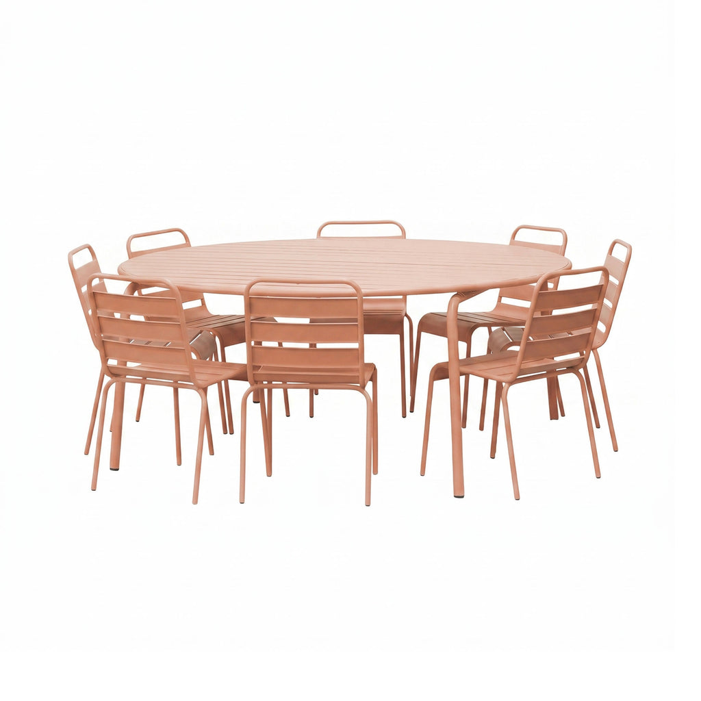 Baca - Ensemble Table De Jardin + 8 Chaises En Métal - Terracotta