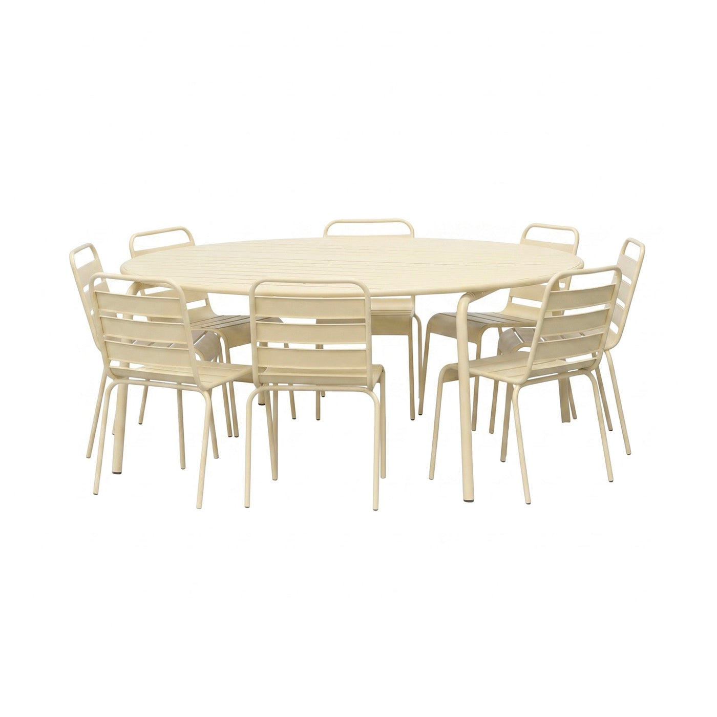 Baca - Garden Table + 8 Metal Chairs Set - Cream