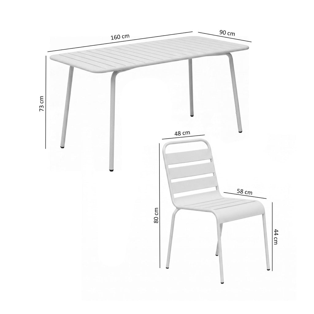 Baca - Garden Table + 4 Metal Chairs Set - Beige