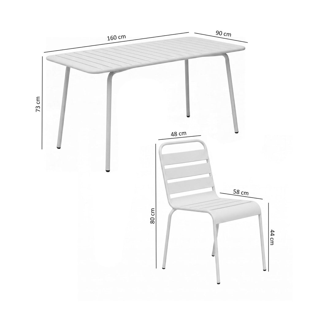 Baca - Ensemble Table De Jardin + 4 Chaises En Métal - Taupe