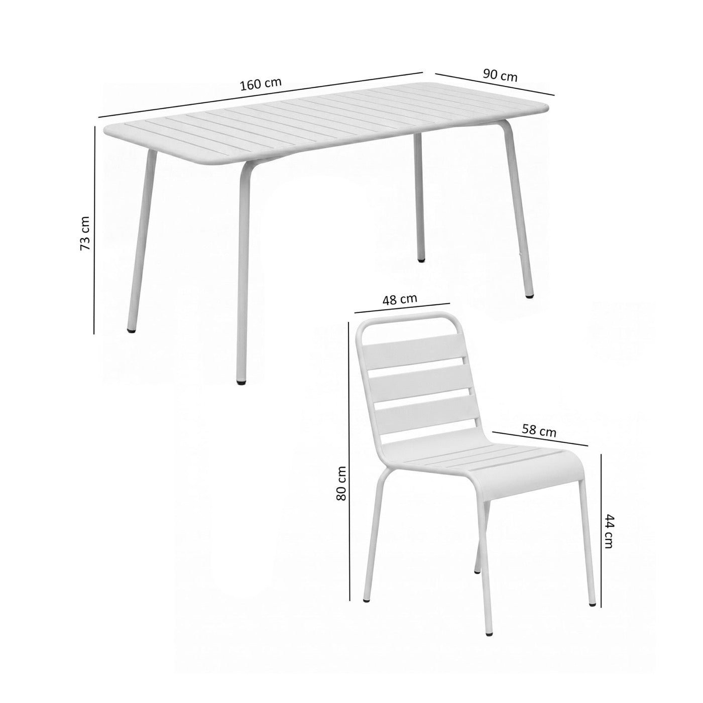 Baca - Ensemble Table De Jardin + 4 Chaises En Métal - Taupe