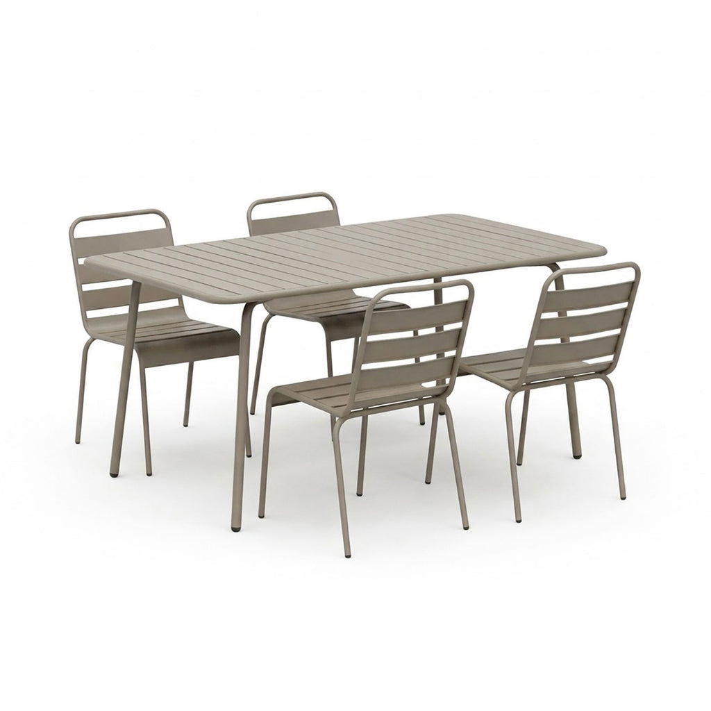 Baca - Ensemble Table De Jardin + 4 Chaises En Métal - Taupe