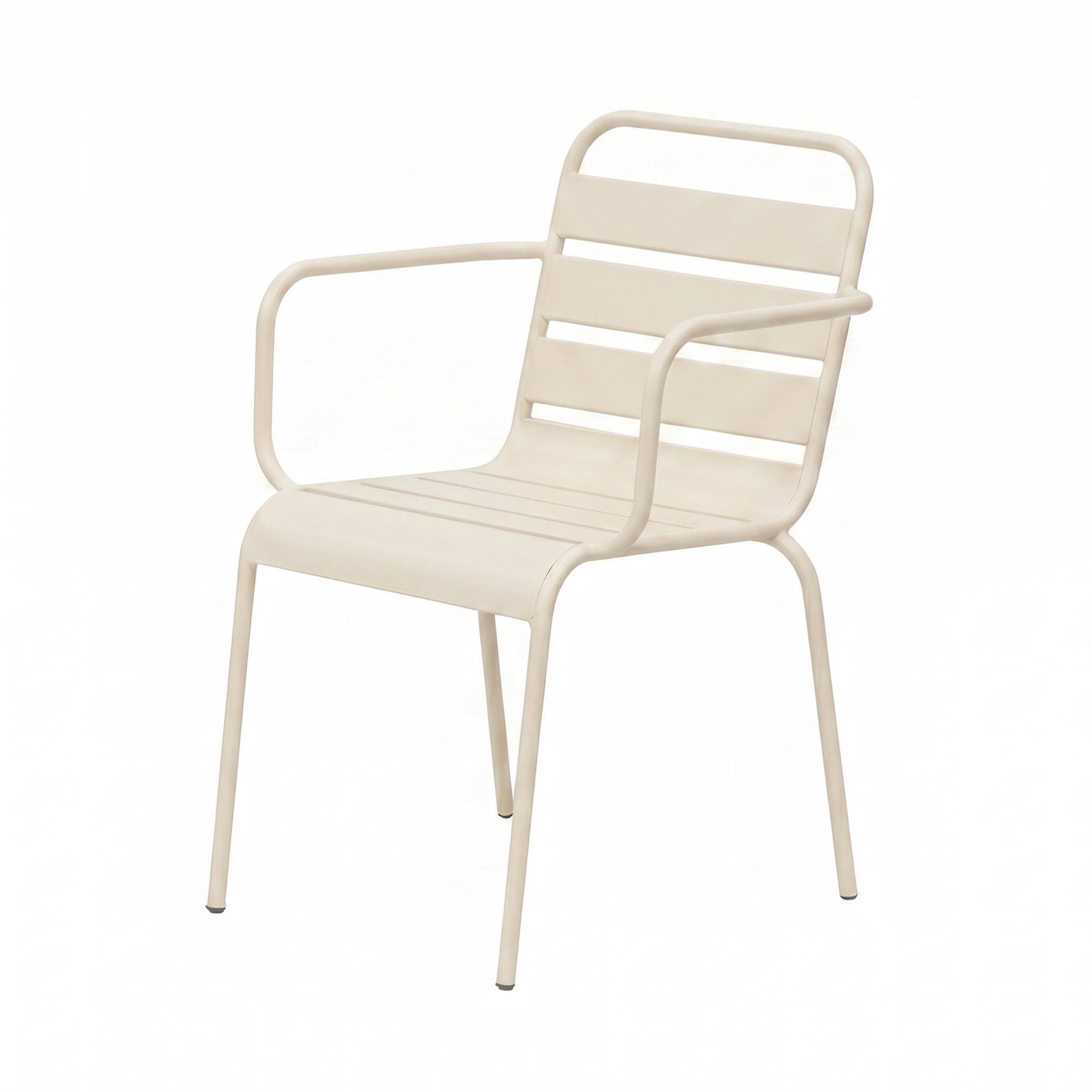 Baca - Garden Table + 4 Metal Armchairs Set - Beige