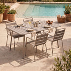 Baca - Ensemble Table De Jardin + 4 Fauteuils En Métal - Taupe