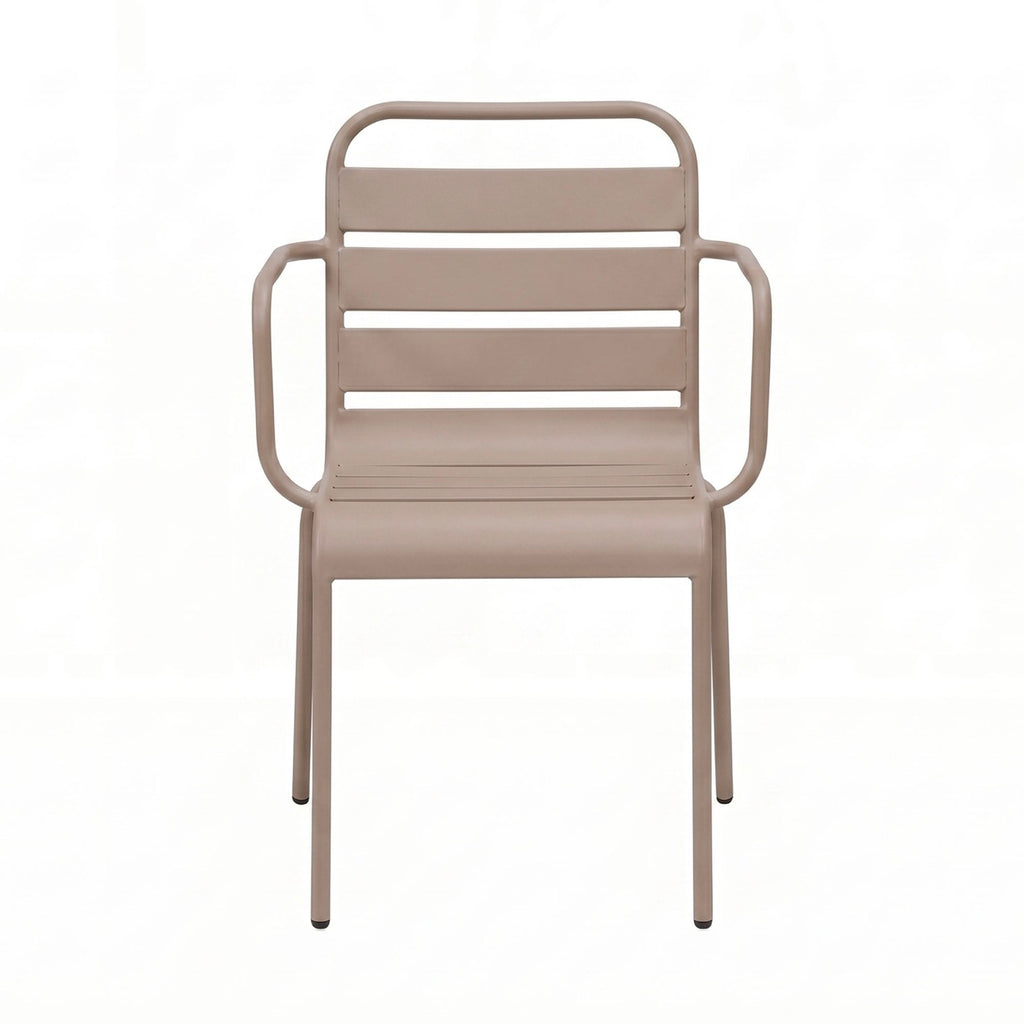 Baca - Ensemble Table De Jardin + 4 Fauteuils En Métal - Taupe