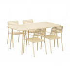 Baca - Table De Jardin + 4 Fauteuils Empilables En Métal - Crème