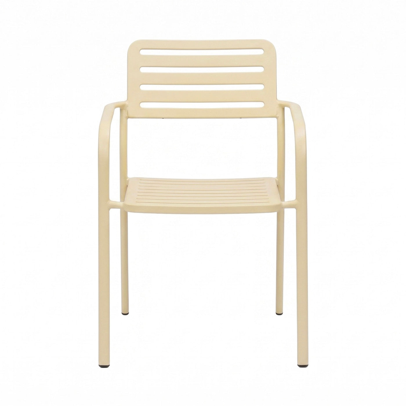 Baca - Table De Jardin + 4 Fauteuils Empilables En Métal - Crème