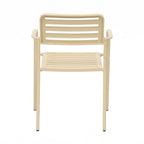 Baca - Table De Jardin + 4 Fauteuils Empilables En Métal - Crème