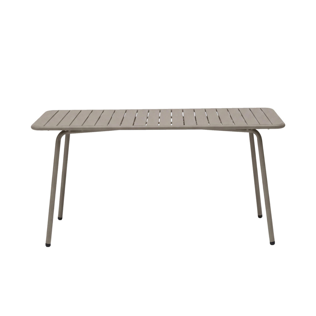 Baca - Garden Table + 4 Stackable Metal Armchairs - Taupe