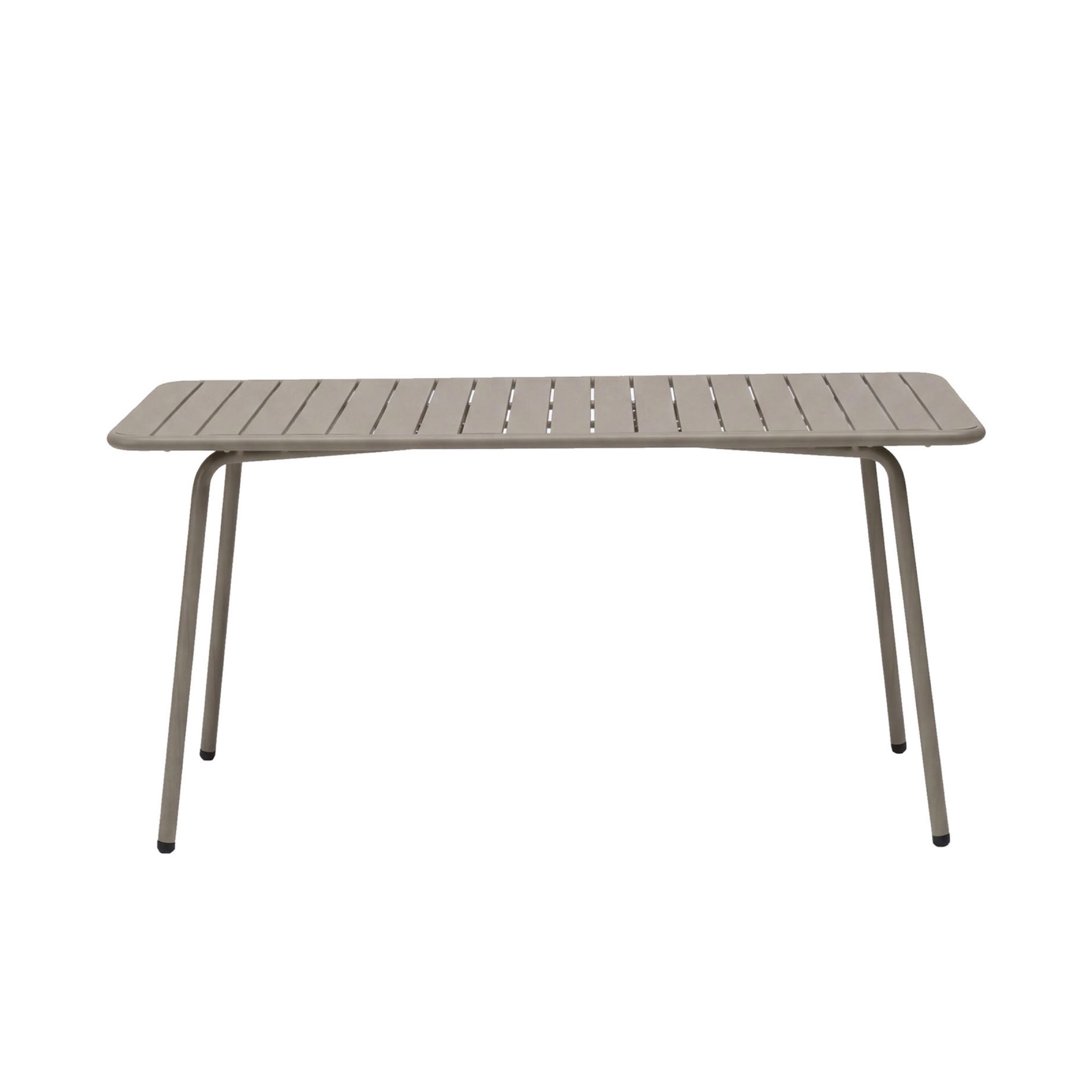 Baca - Garden Table + 4 Stackable Metal Armchairs - Taupe