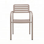 Baca - Garden Table + 4 Stackable Metal Armchairs - Taupe