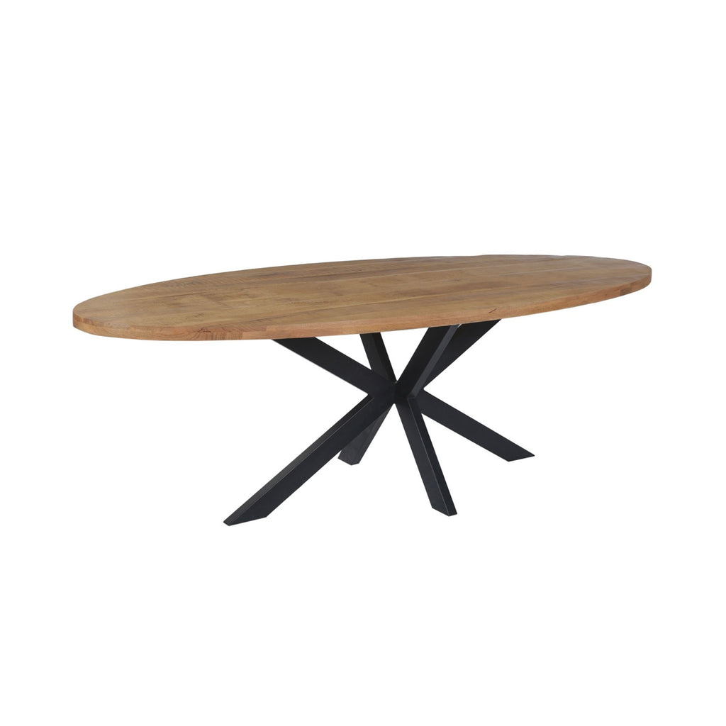 Maelia - Mesa de Comedor Ovalada de Madera Exótica - Natural
