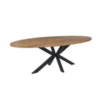 Maelia - Mesa de Comedor Ovalada de Madera Exótica - Natural