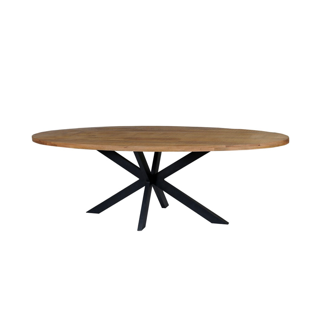 Maelia - Mesa de Comedor Ovalada de Madera Exótica - Natural